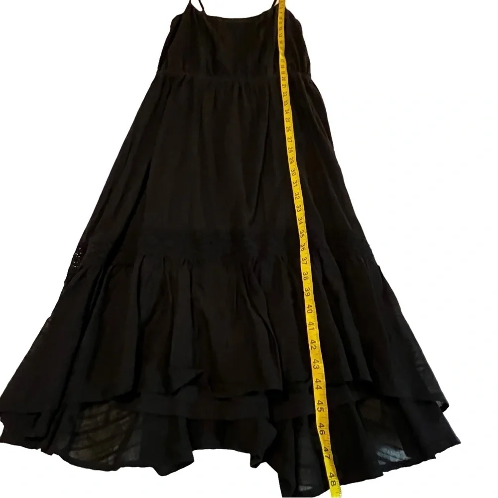NEW Revolve Ella Moss  ‘Blanca’ Midi Dress in BLACK Large Ruffled Lace